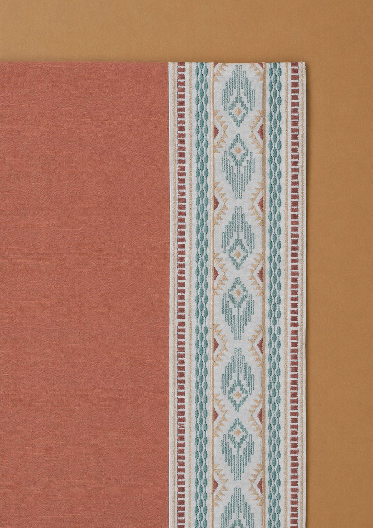 Elba Rust Embroidery Trim Fabric