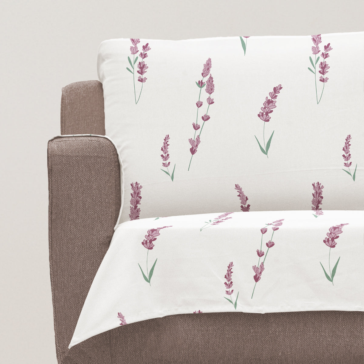 Fields of Lavender 100% Cotton floral Sofa cover - Lavender