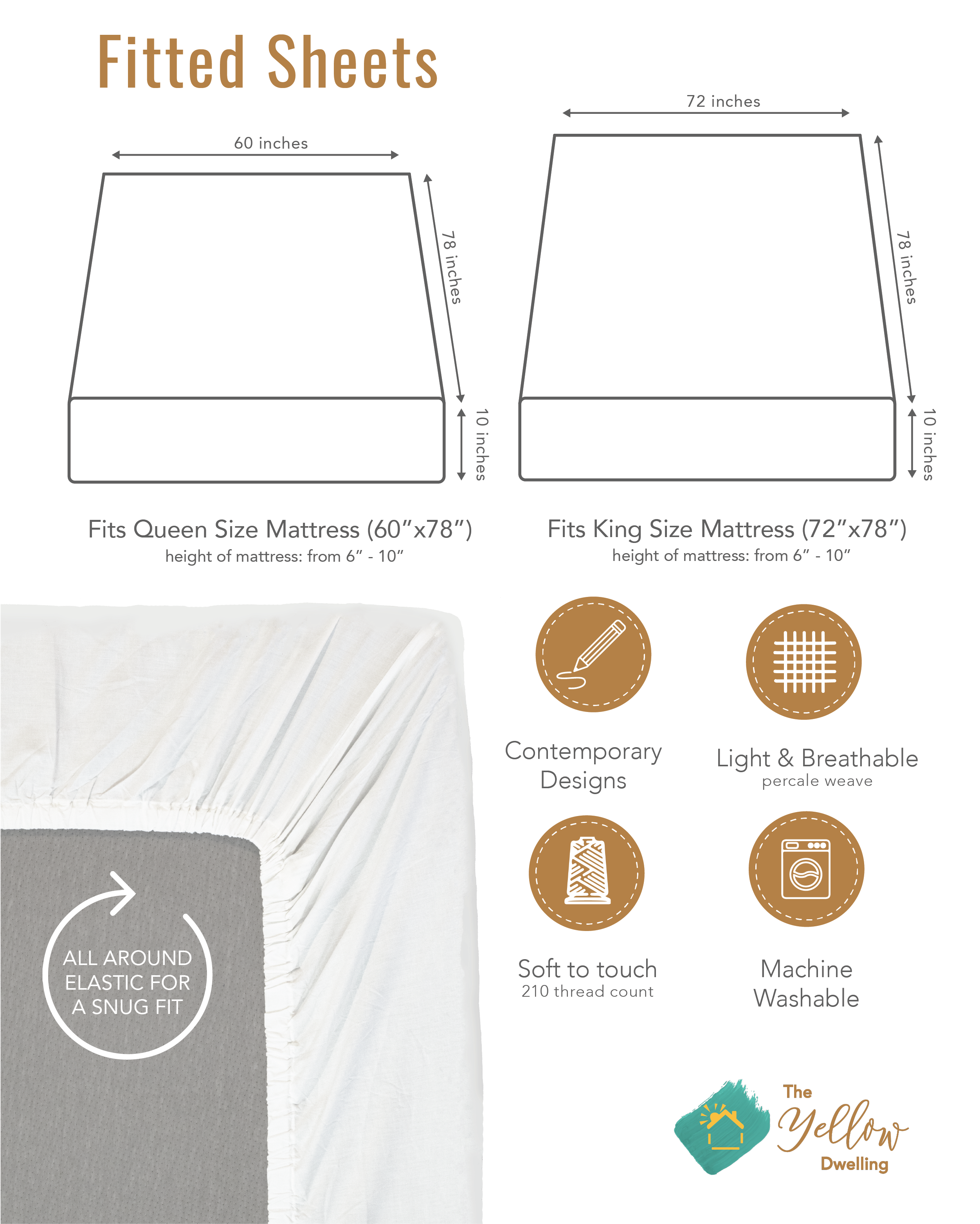 Rose Dawn Solid Fitted sheet - Rust