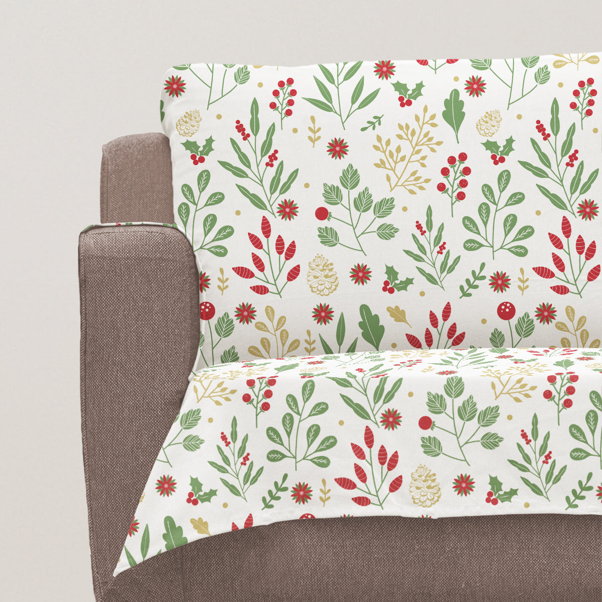 Foraged berries 100% Cotton floral Sofa cover - Multicolor