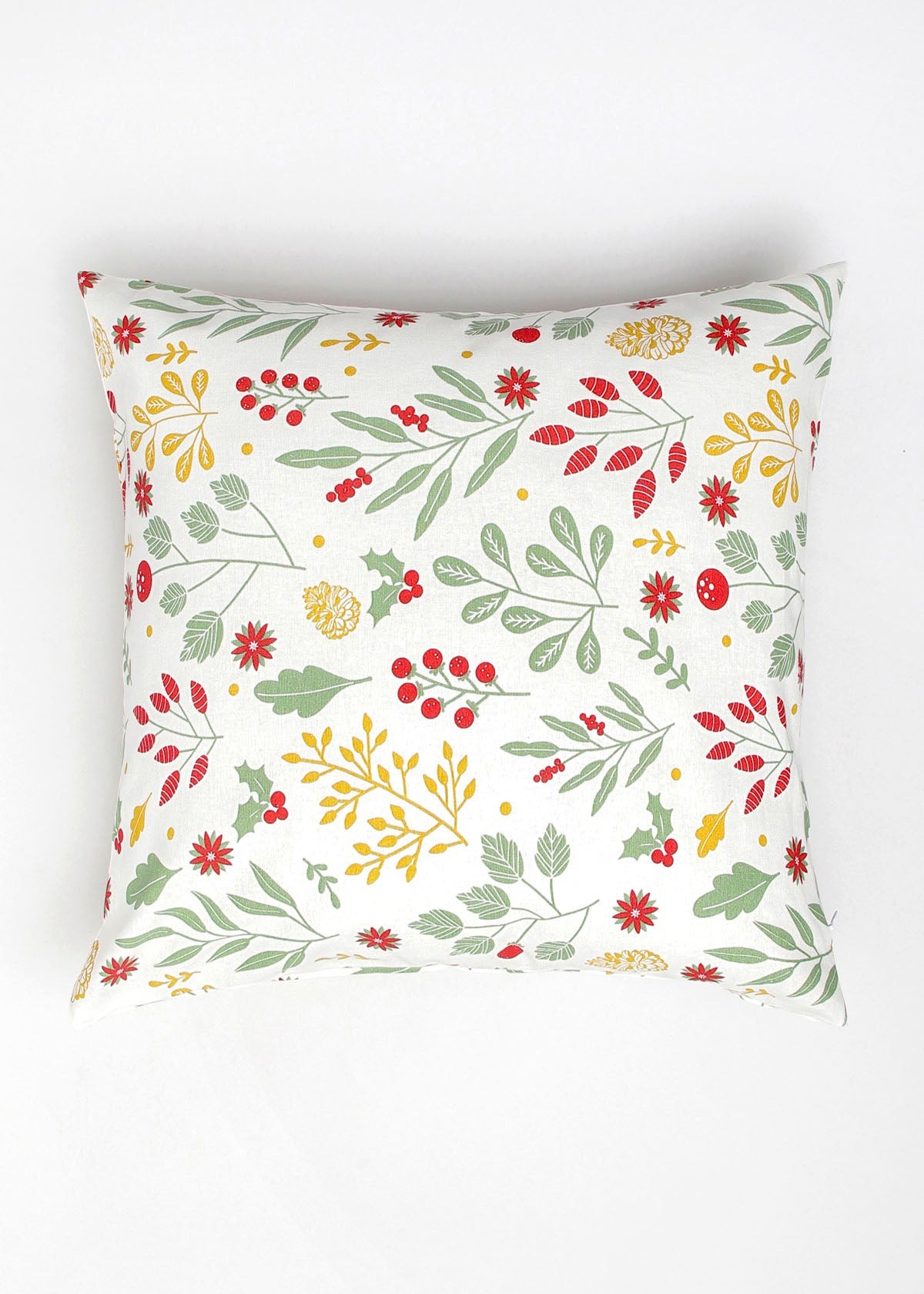 Foraged Berries Printed Cotton Cushion Cover - Multicolor
