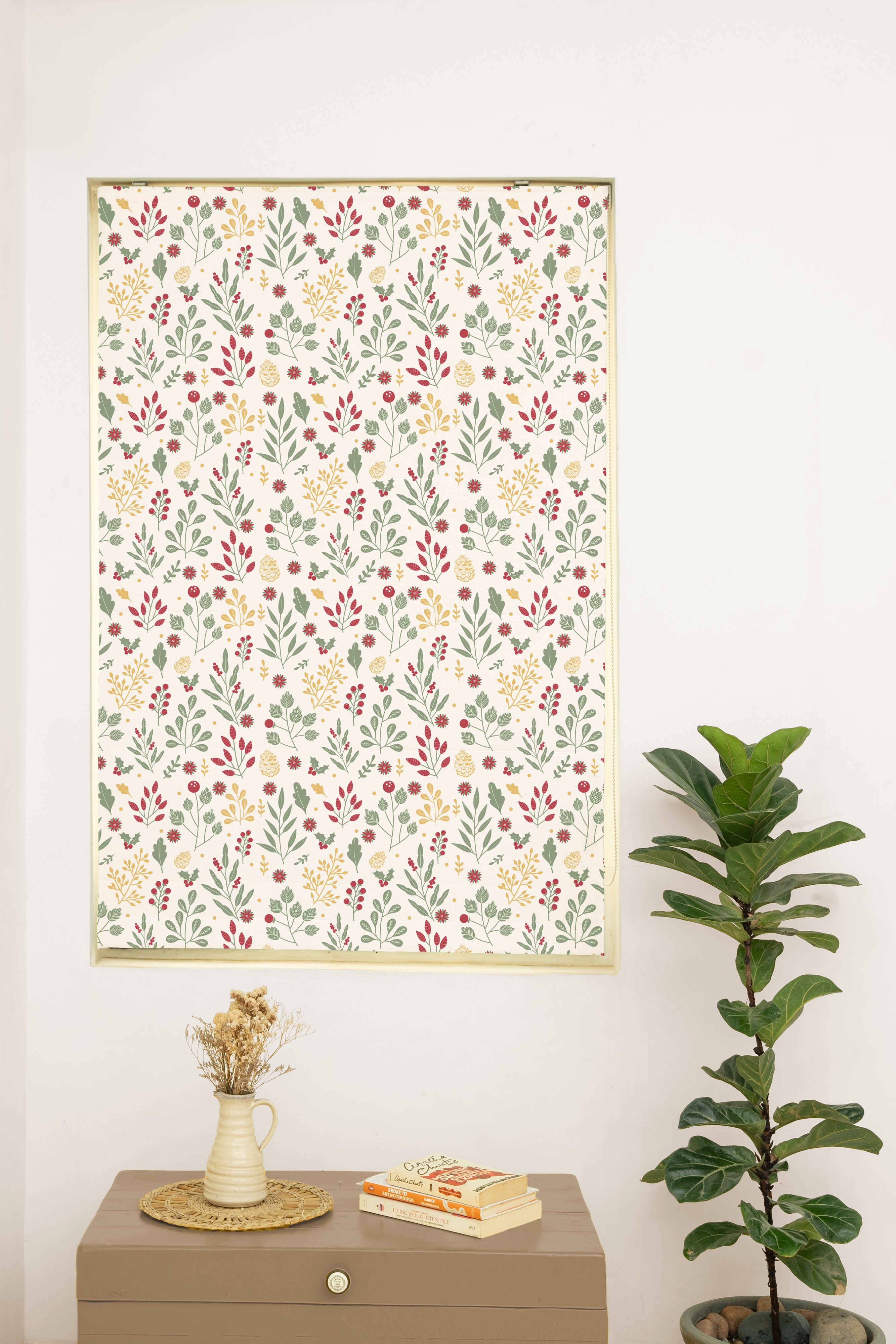 Foraged Berries 100% Customizable Cotton floral blind for living room - Room darkening - Multicolor