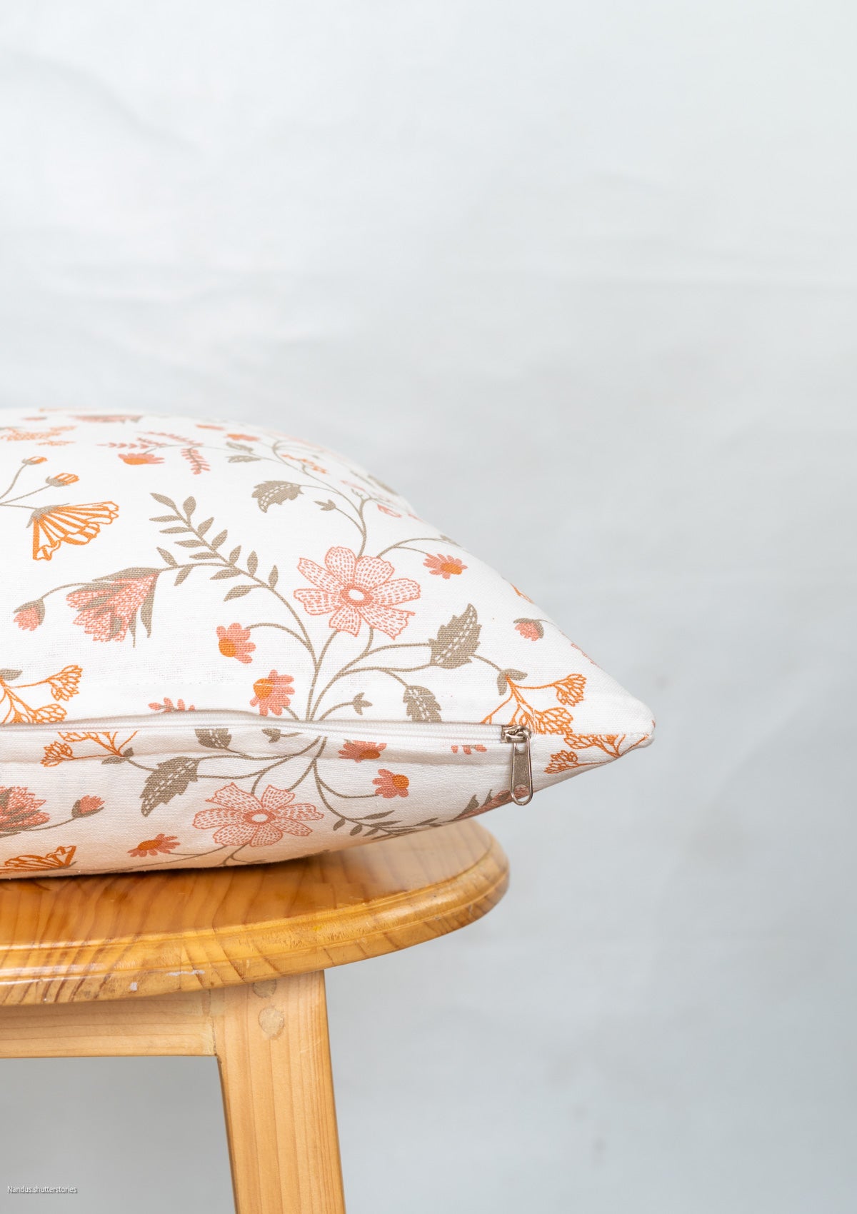 Forest bloom 100% cotton floral cushion cover for sofa - Orange