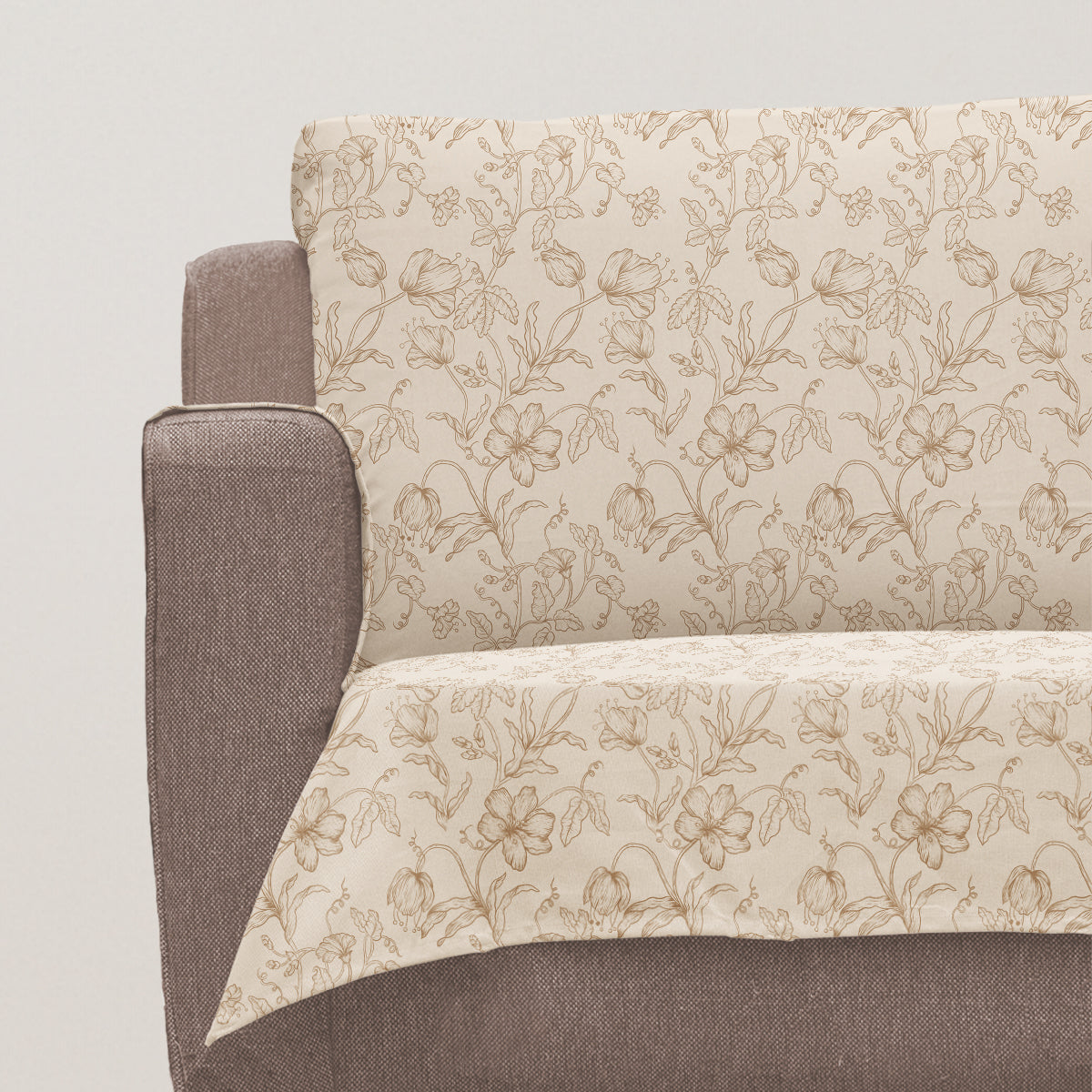 French Farm 100% Cotton floral Sofa cover - Beige