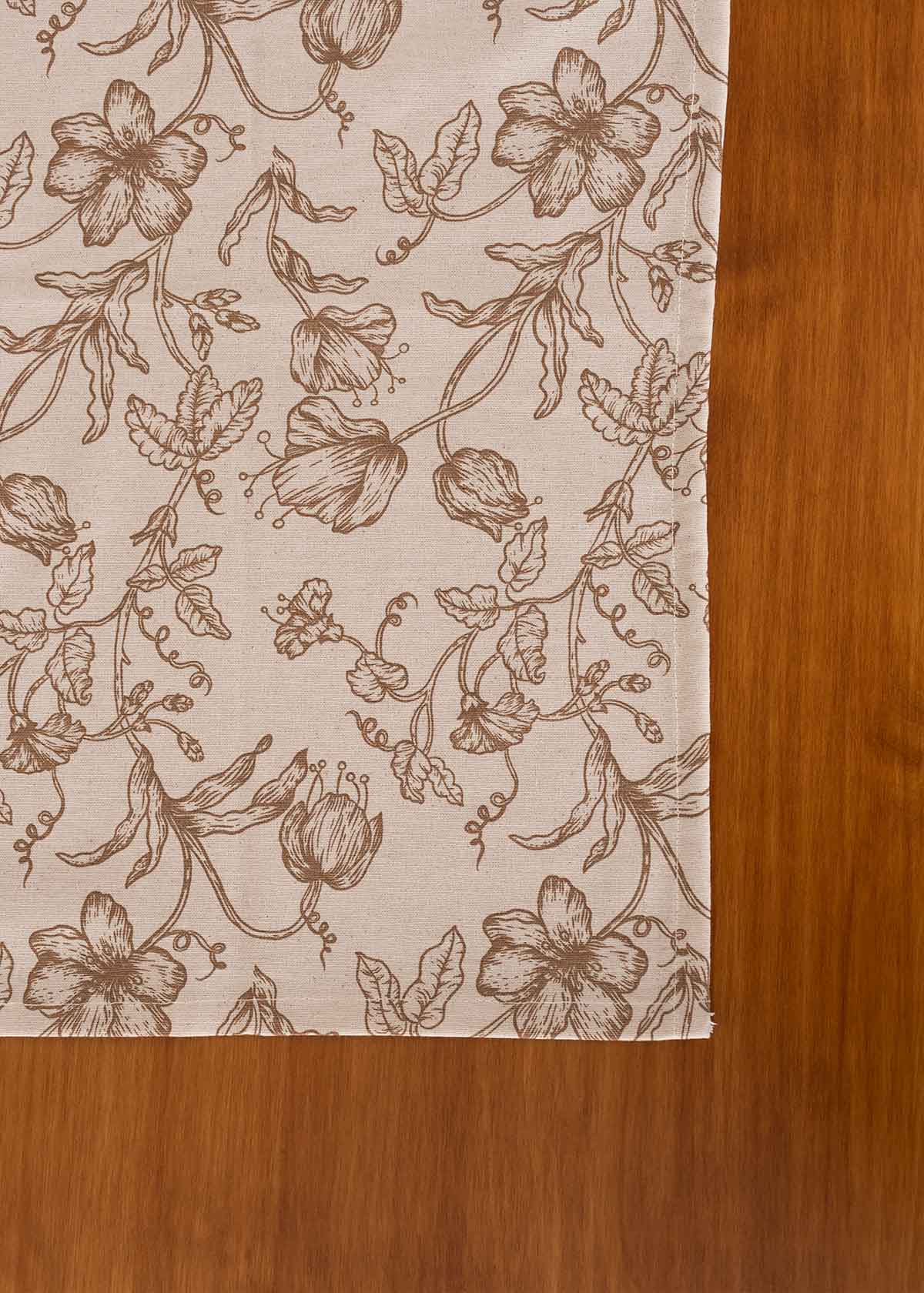 French farmhouse 100% cotton customisable floral table cloth for dining - Beige