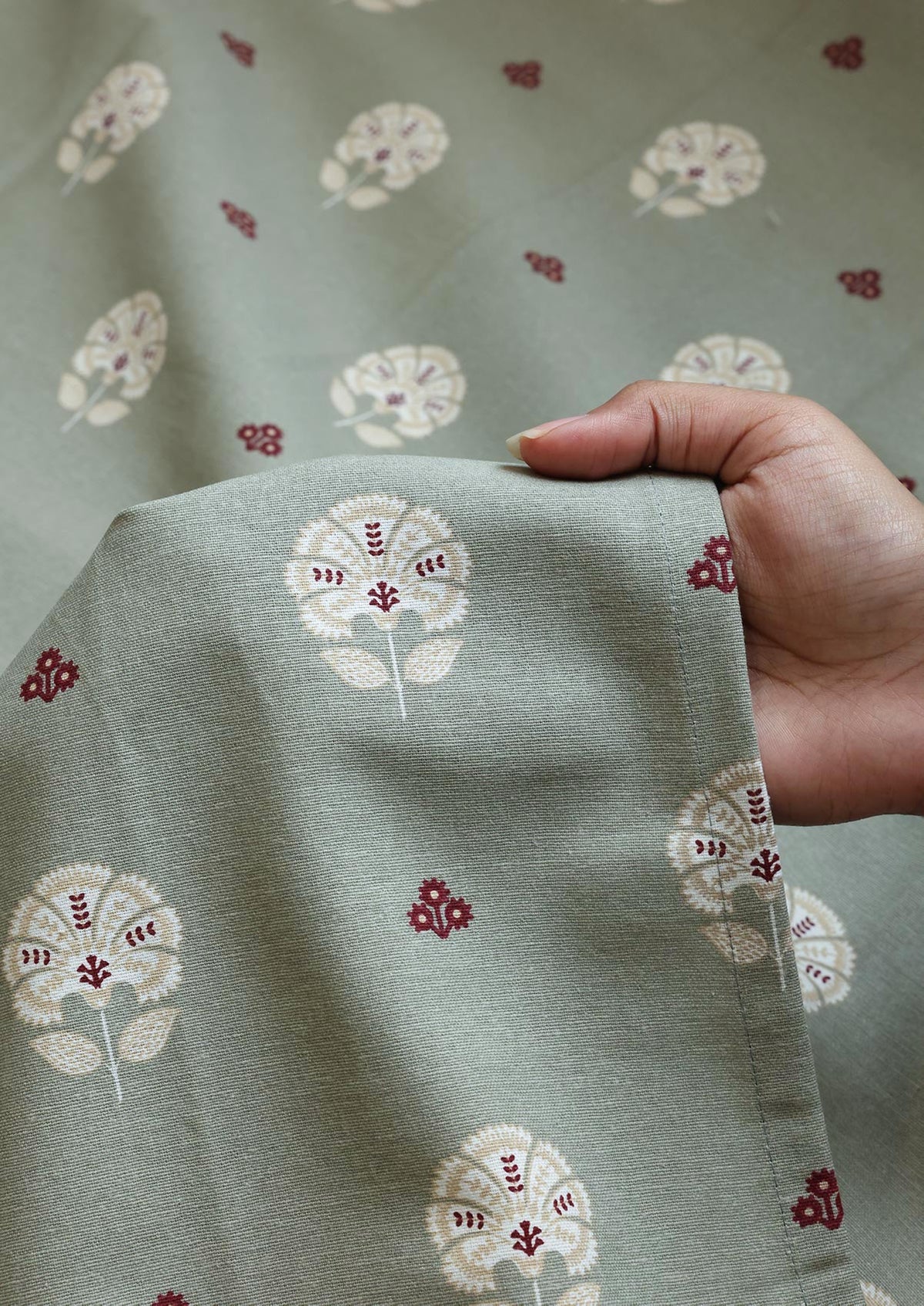 Gulnaar Green | 100% Cotton Printed | Room Darkening Fabric