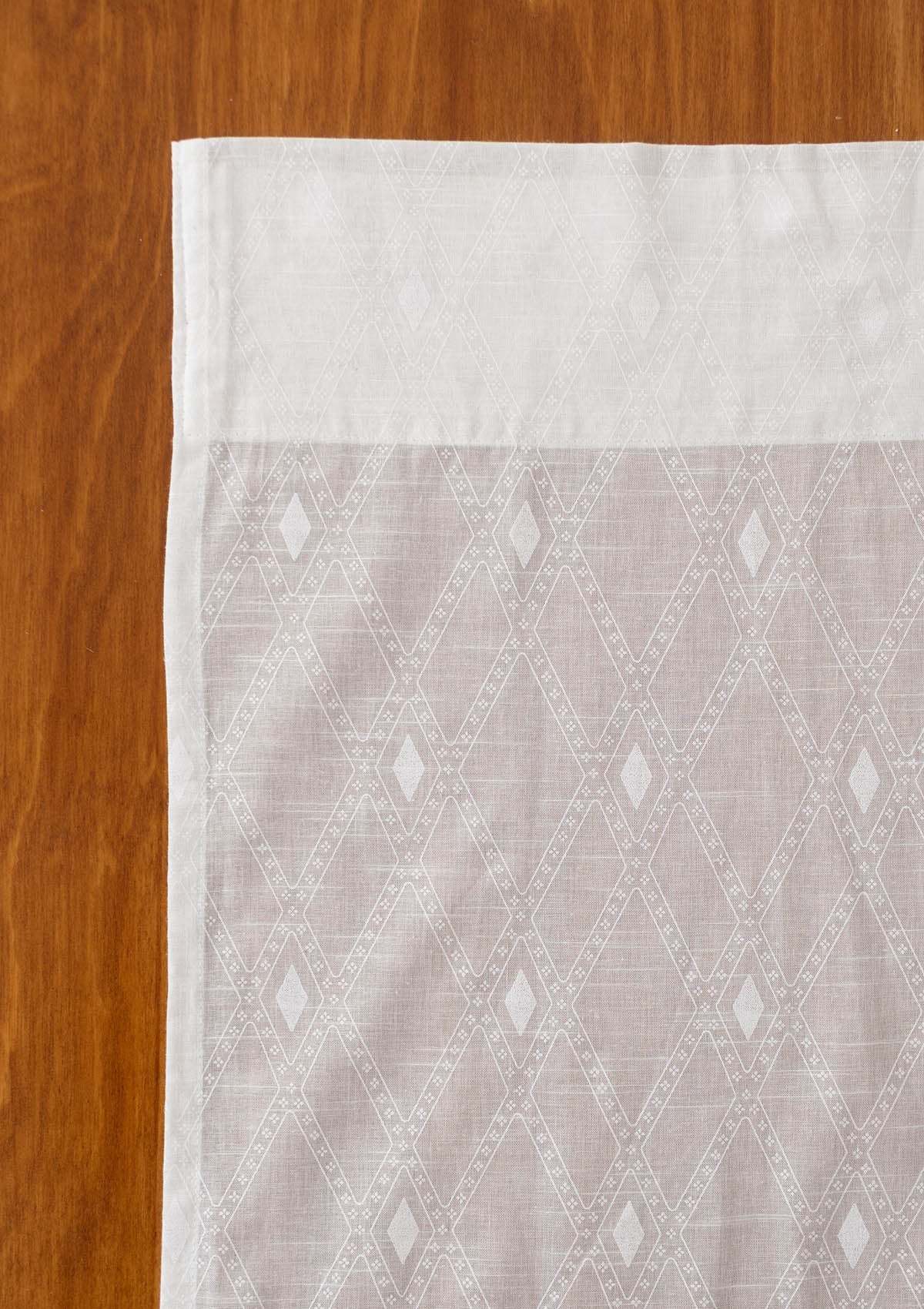 Haze Geometric pattern 100% cotton sheer curtain for Living Room and Bedroom - Light Filtering - White - Single Piece