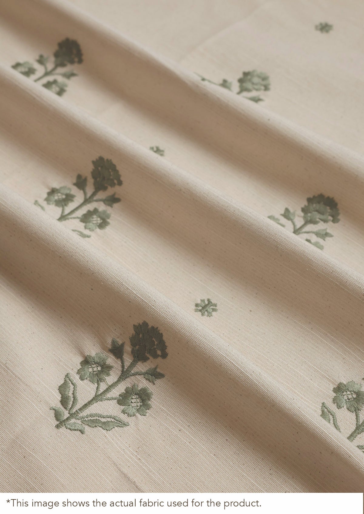 Juhi Green Floral 100% Cotton Embroidered Blind For Livingroom / Bedroom | Light Reduction