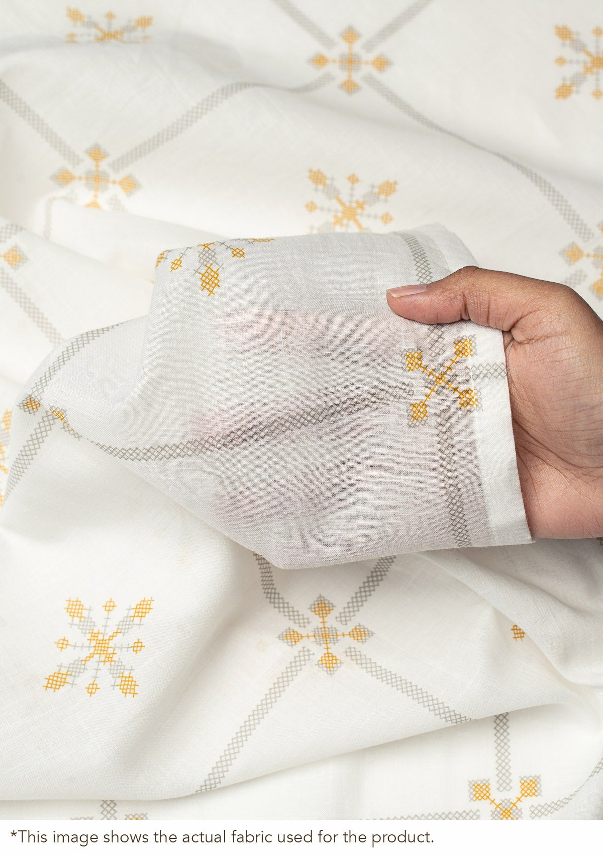 Kaanta 100% Cotton Sheer Printed Customizable blind for livingroom & Bedrooms-Light Filtering-Yellow and Grey