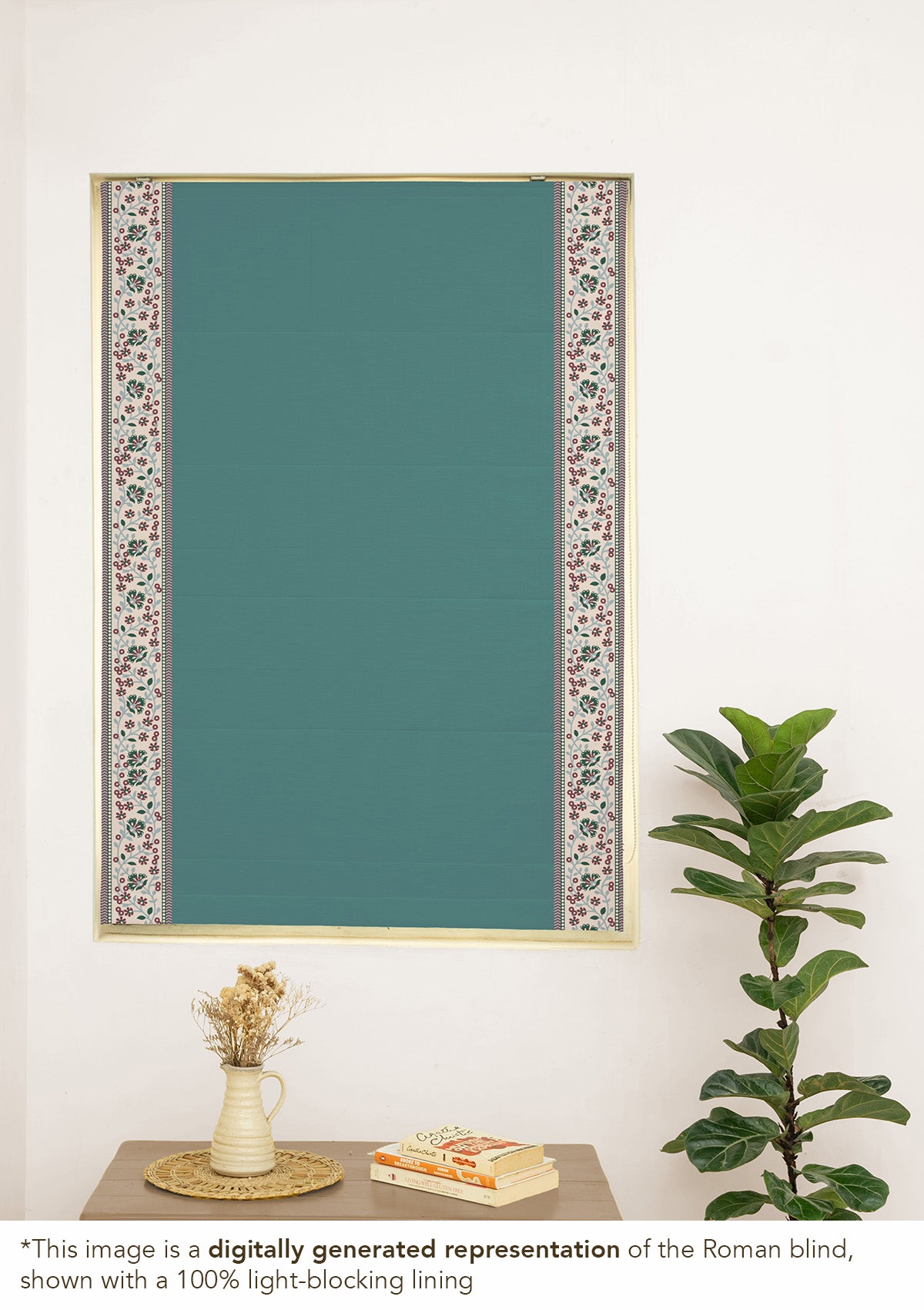 Kadamba Aqua blue 100% Cotton Plain Customizable blind for livingroom & Bedrooms  - Room Darkening