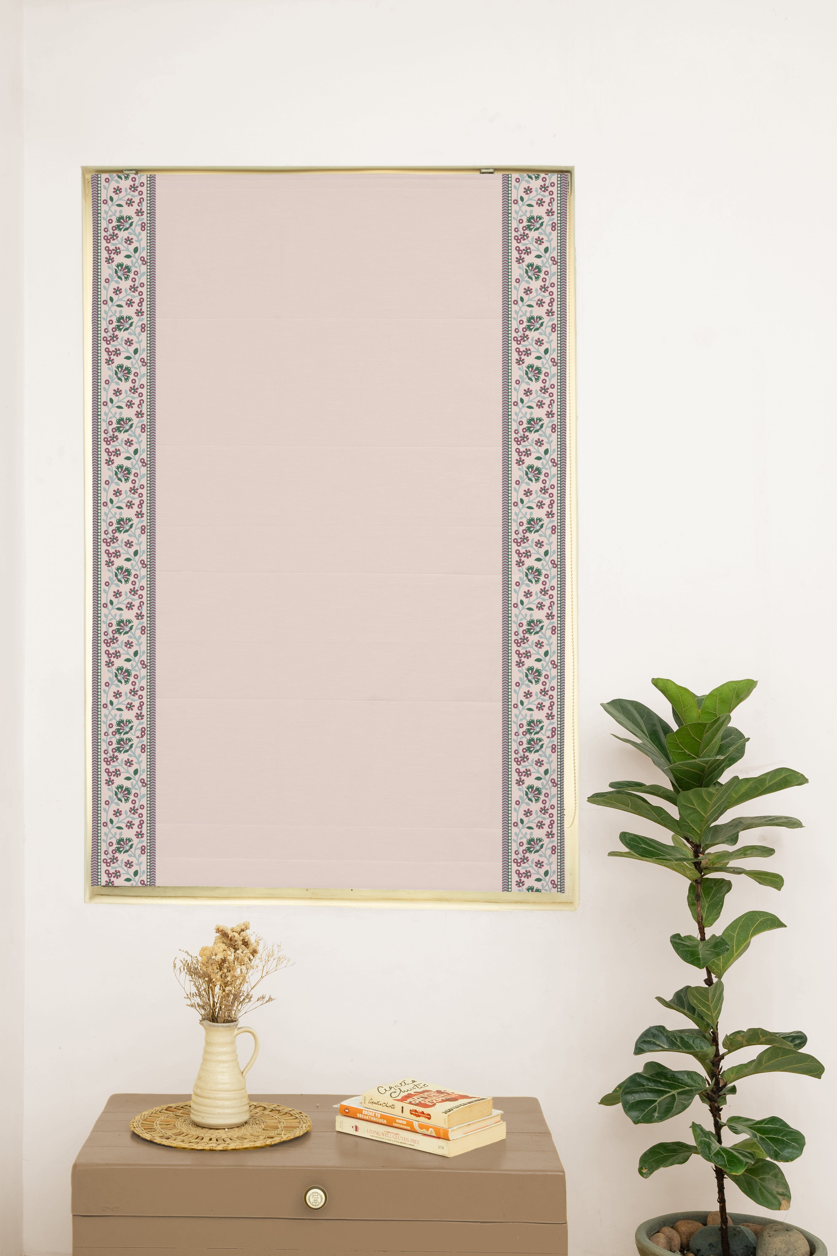 Kadamba Beige 100% Cotton Plain Customizable blind for livingroom & Bedrooms  - Room Darkening