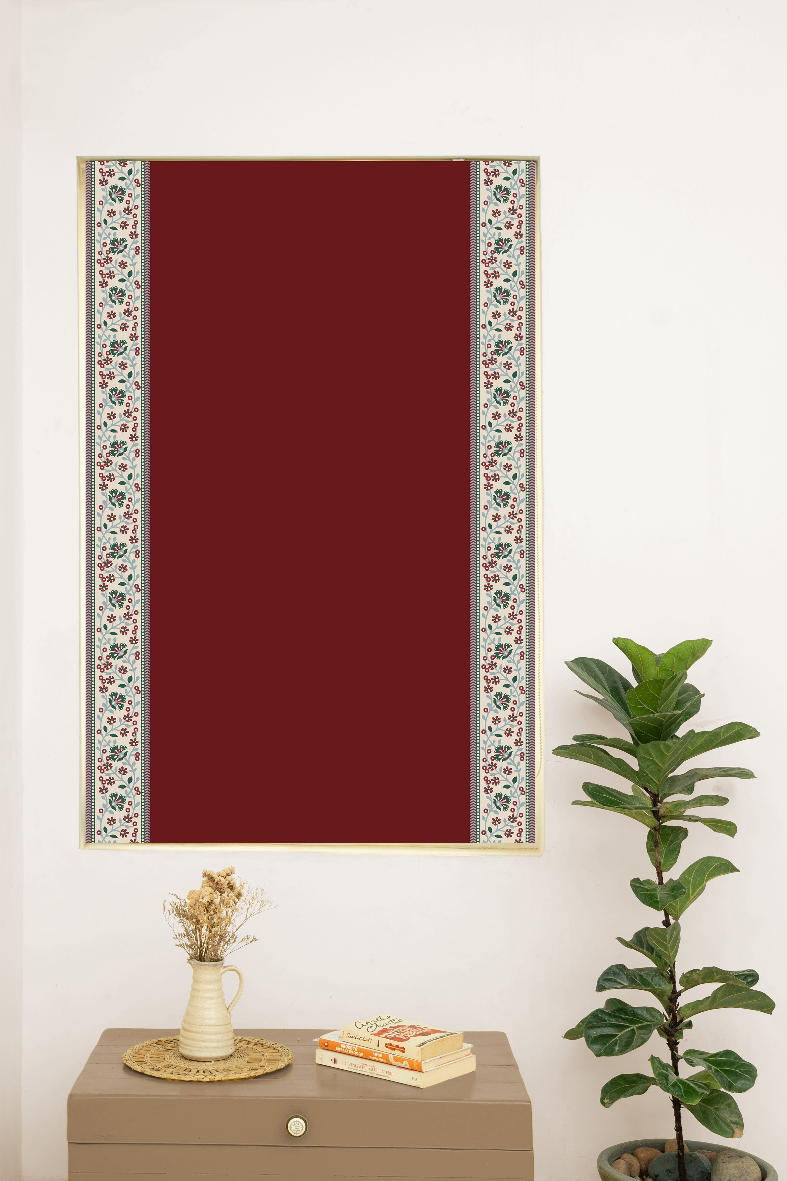 Kadamba Crimson Red 100% Cotton Plain Customizable blind for livingroom & Bedrooms  - Room Darkening