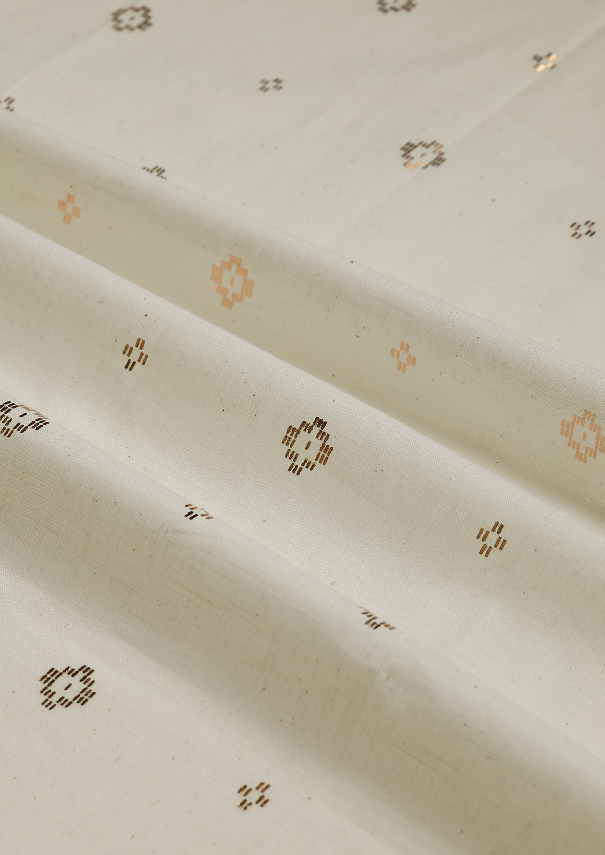Kani Beige & Copper | 100% Cotton Sheer Foil Print | Light Filtering Fabric