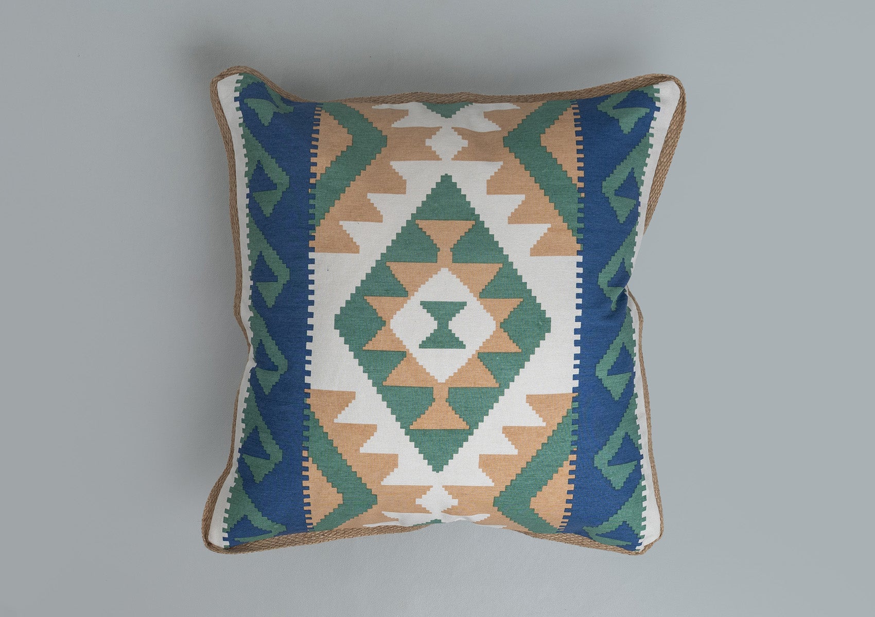 Koh 100% cotton geometric cushion cover for sofa - Indigo