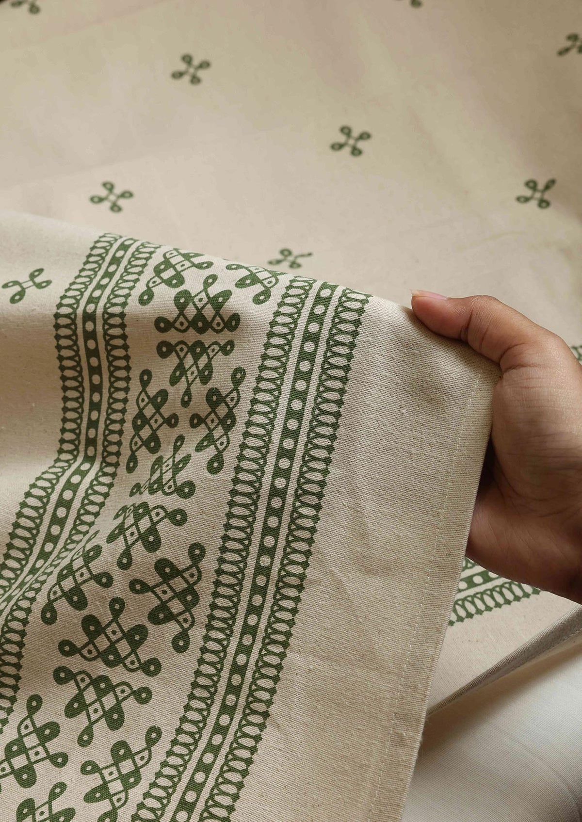 Kolam Pepper Green | 100% Cotton Printed | Light Reduction Fabric