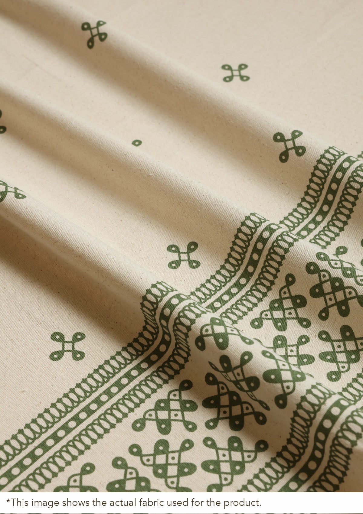 Kolam Pepper Green Minimal 100% Cotton Printed Blind For Livingroom / Bedroom | Light Reduction