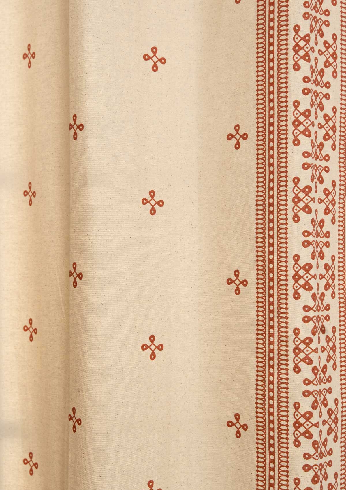 Kolam minimal Printed 100% Cotton Fabric for Living Room and Bedroom - Room Darkening - Brick red