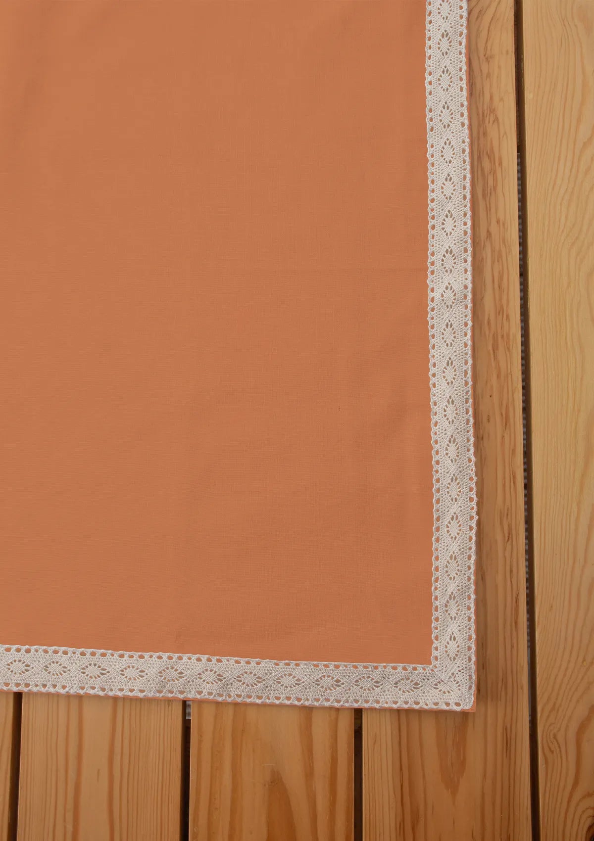 Solid orange 100% cotton plain table cloth for 4 seater or 6 seater dining  with lace boarder