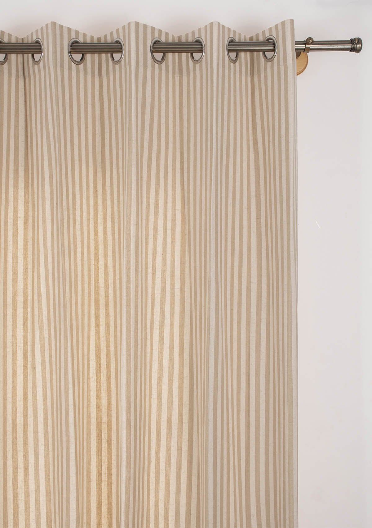 Loom 100% cotton Geometric pattern curtain for Living Room and Bedroom - Room darkening - Beige - Single Piece