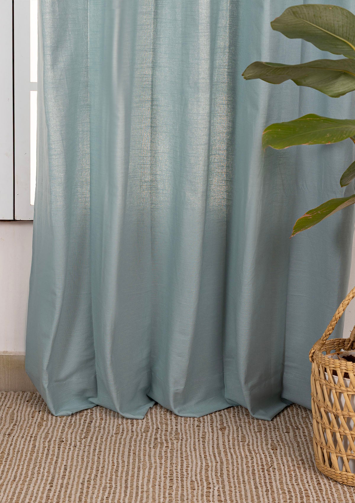 Marine Teal Solid 100% Cotton Curtain For Bedroom | Room Darkening | Single Piece