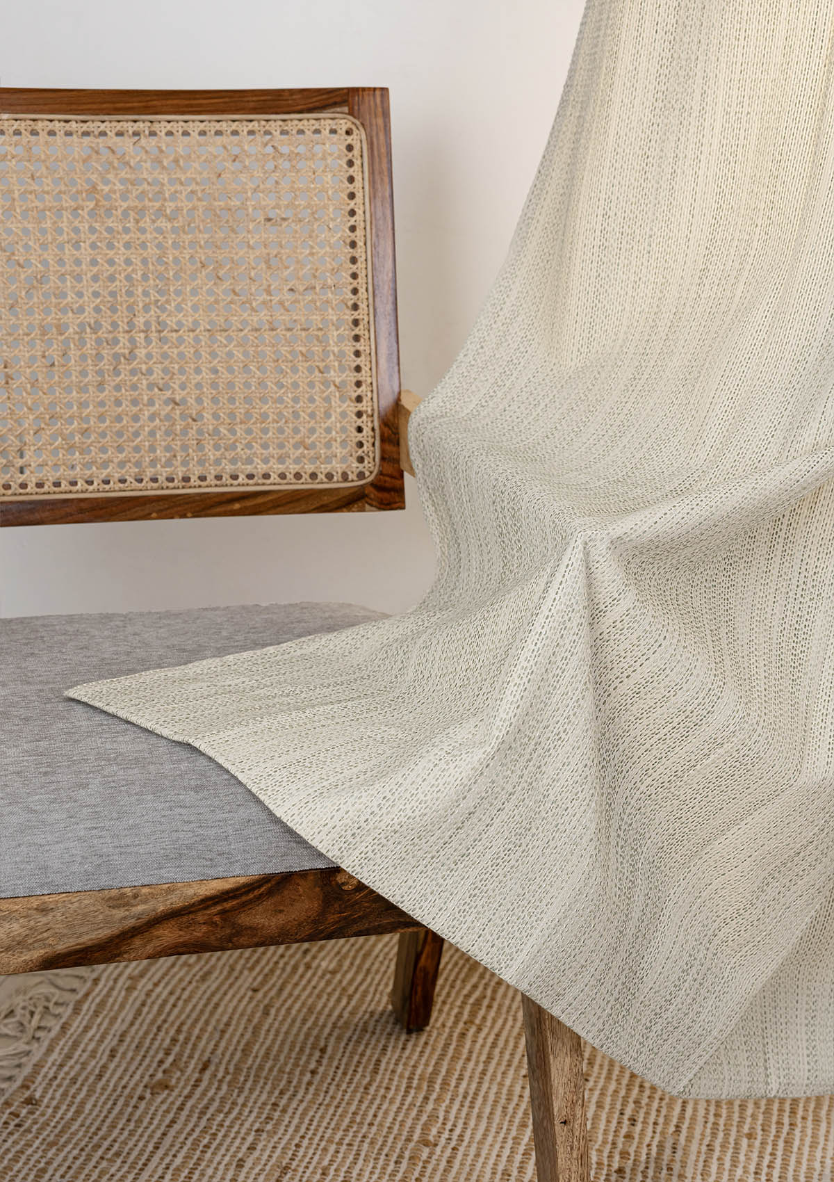 Matcha Green Textured 100% Cotton Curtain For Living Room | Light Filtering | Single Piece