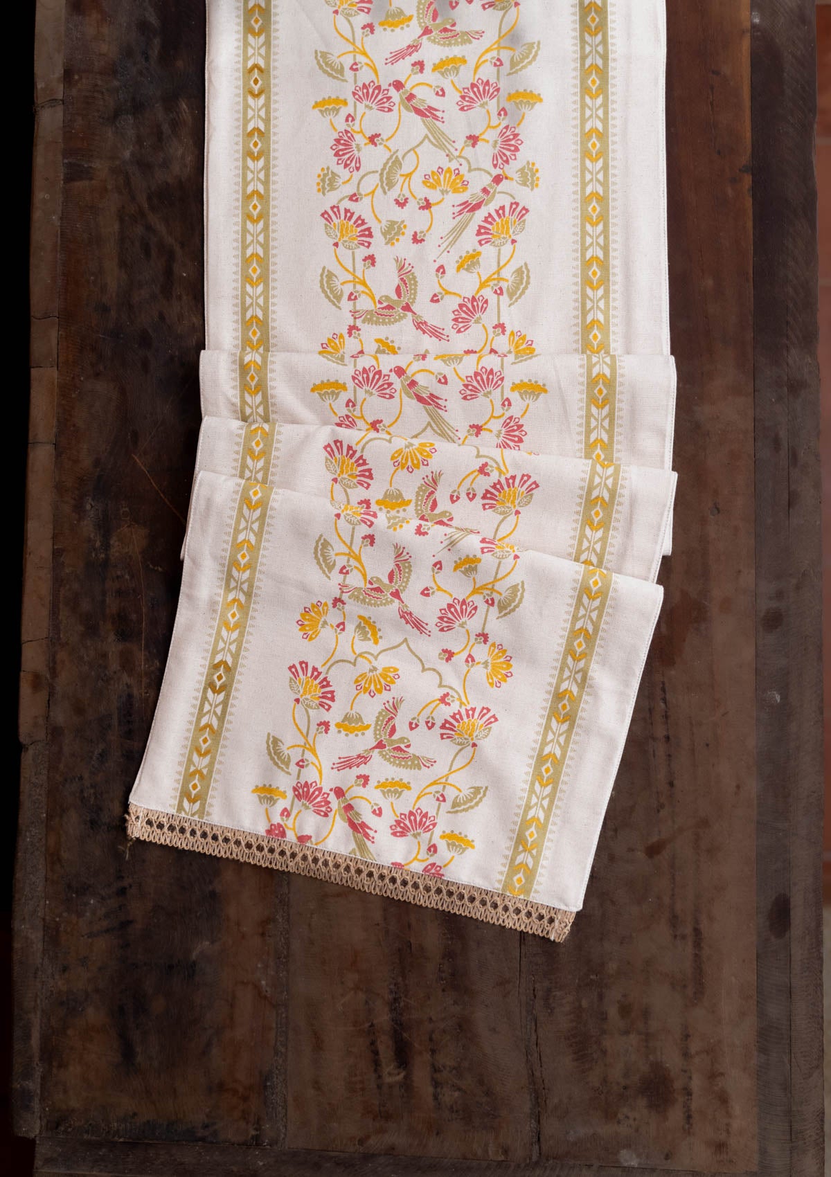 Meenakshi100% CottonPrintedGreen and PinkTable Runner
