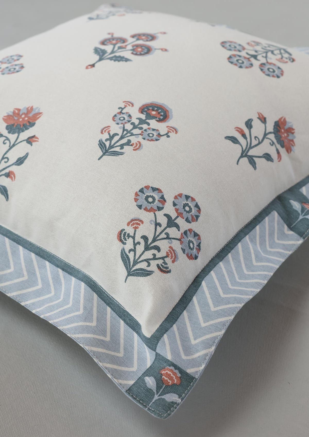 Montrose Blue | Printed Floral |100% Cotton Cushion Cover For Sofa