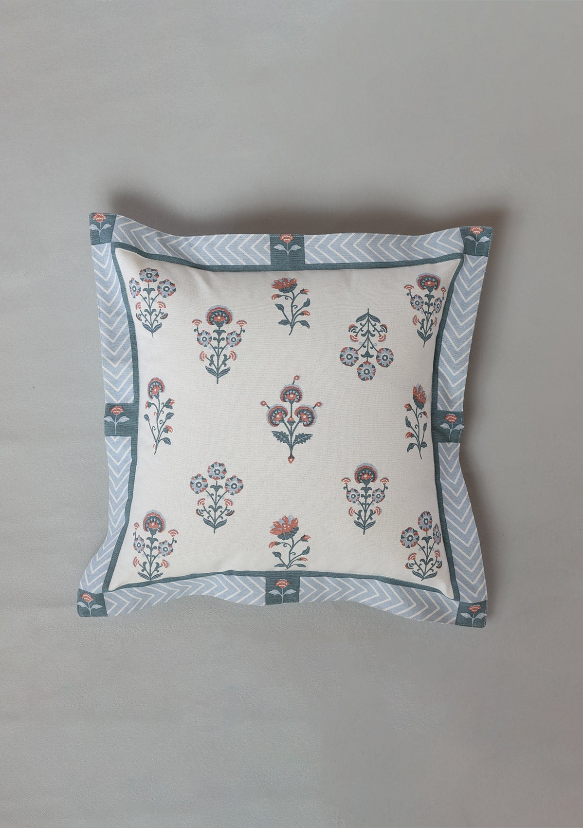 Montrose Blue | Printed Floral |100% Cotton Cushion Cover For Sofa