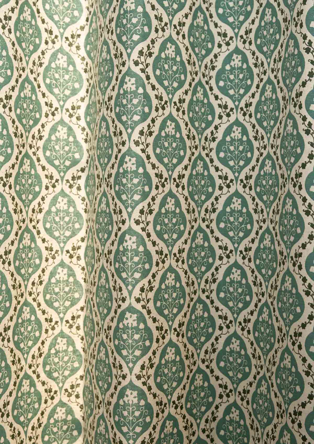 Mulbagal Geometric - Floral printed 100% Cotton Fabric for Living Room and Bedroom - Room Darkening - Sage Green