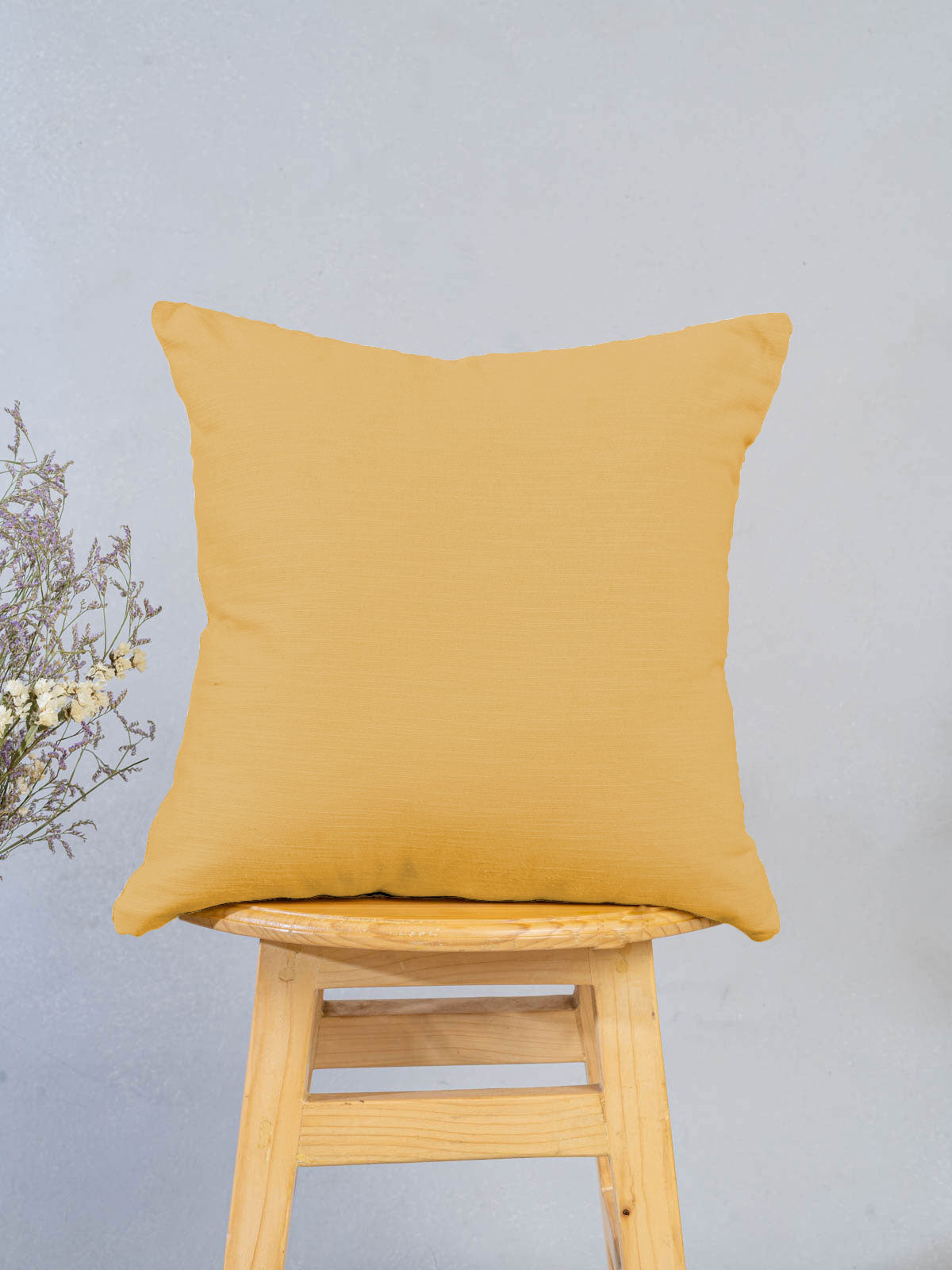 Solid 100% cotton customisable cushion cover for sofa - Mustard