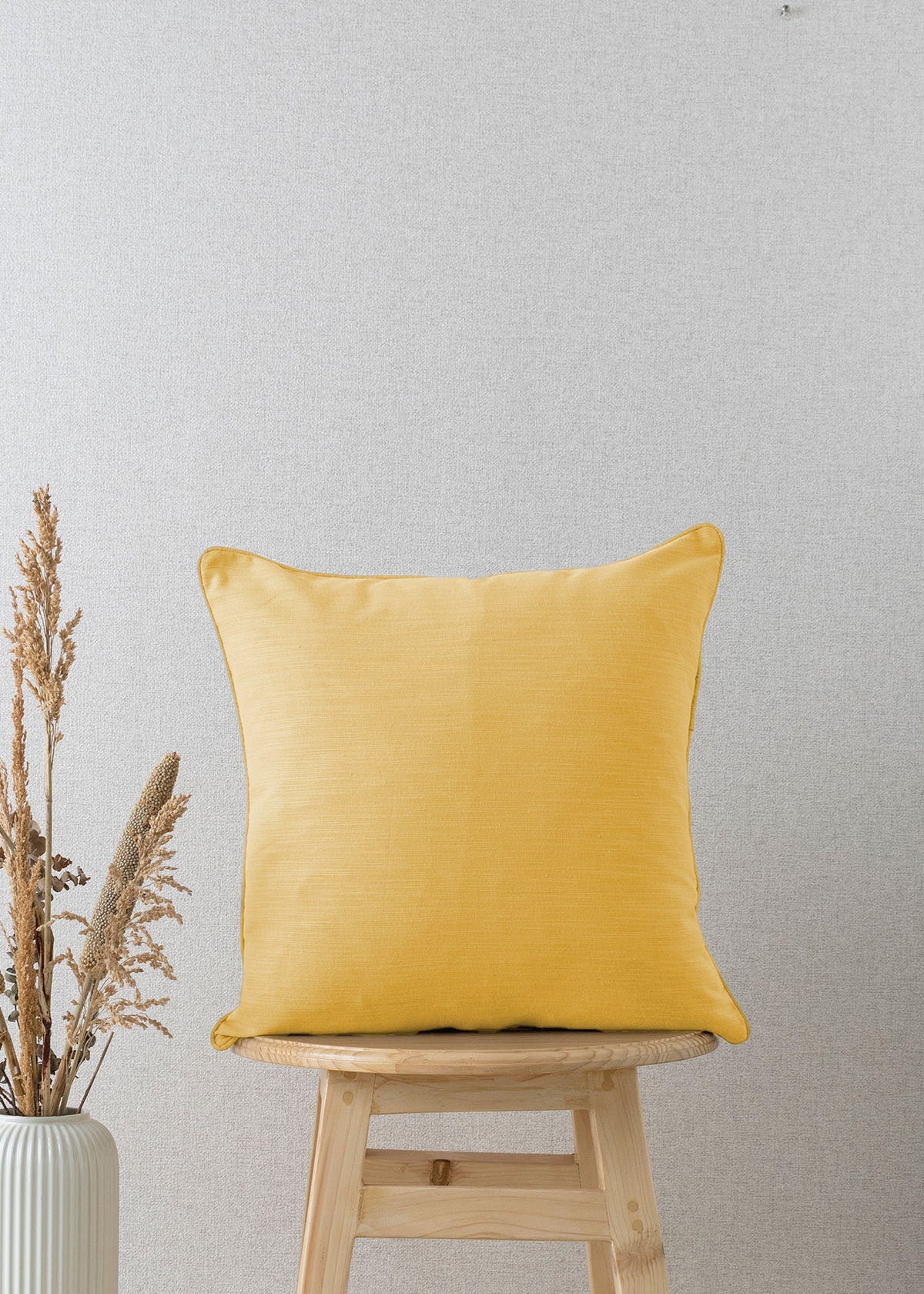 Solid Yellow 100% cotton plain cushion cover for sofa