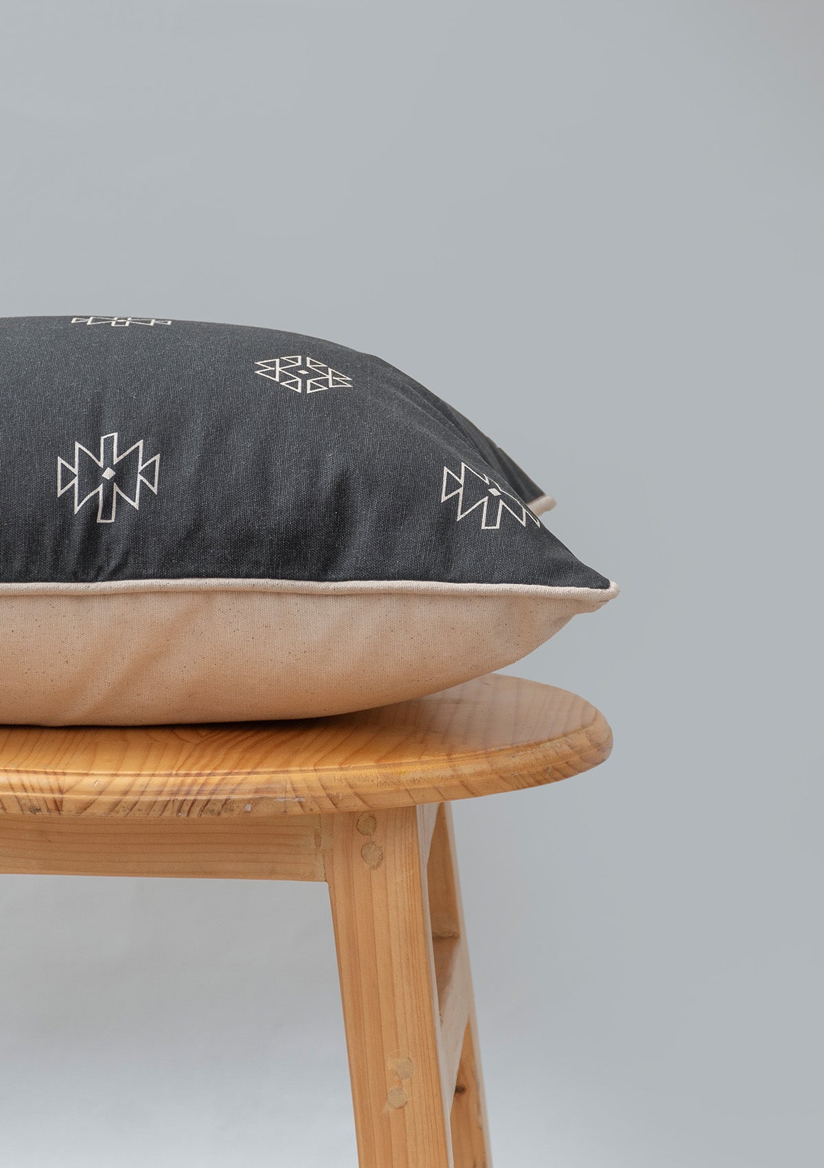 Native 100% cotton boho geometric cushion cover for sofa - Black