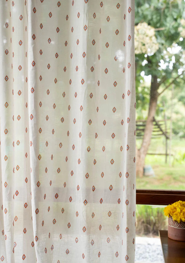 Tara Cream Light Reduction Curtain & Noor Minimal Sheer - 100% Cotton for Living Room & Bedroom - Pack of 4