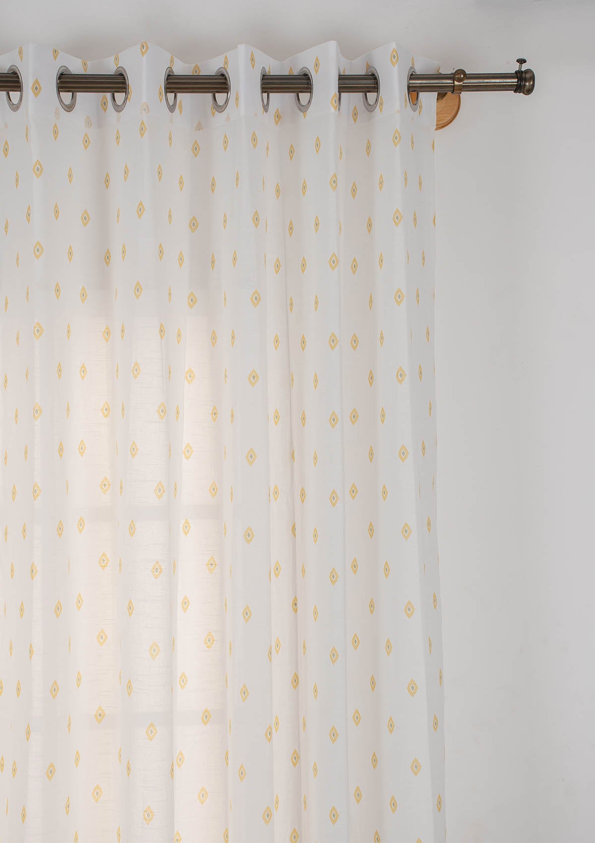 Noor minimal 100% cotton sheer curtain for living room - Light filtering - Yellow - Single Piece