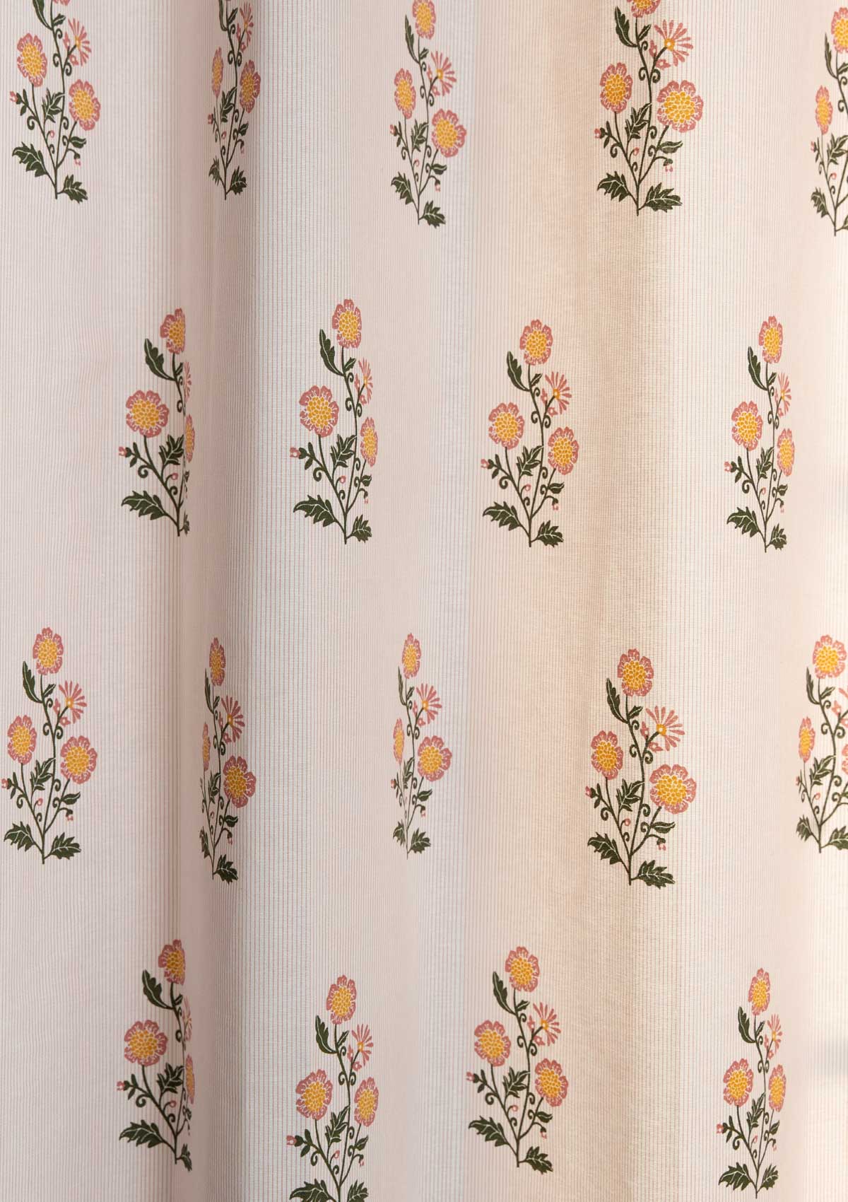 Parijatha Floral printed 100% Cotton Fabric for Living Room and Bedroom - Room Darkening - Rust and Mustard