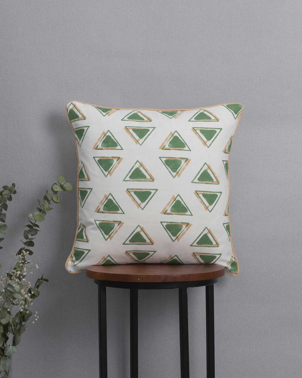 Pascal's Triangle - Stone green & Mimosa Cushion Cover