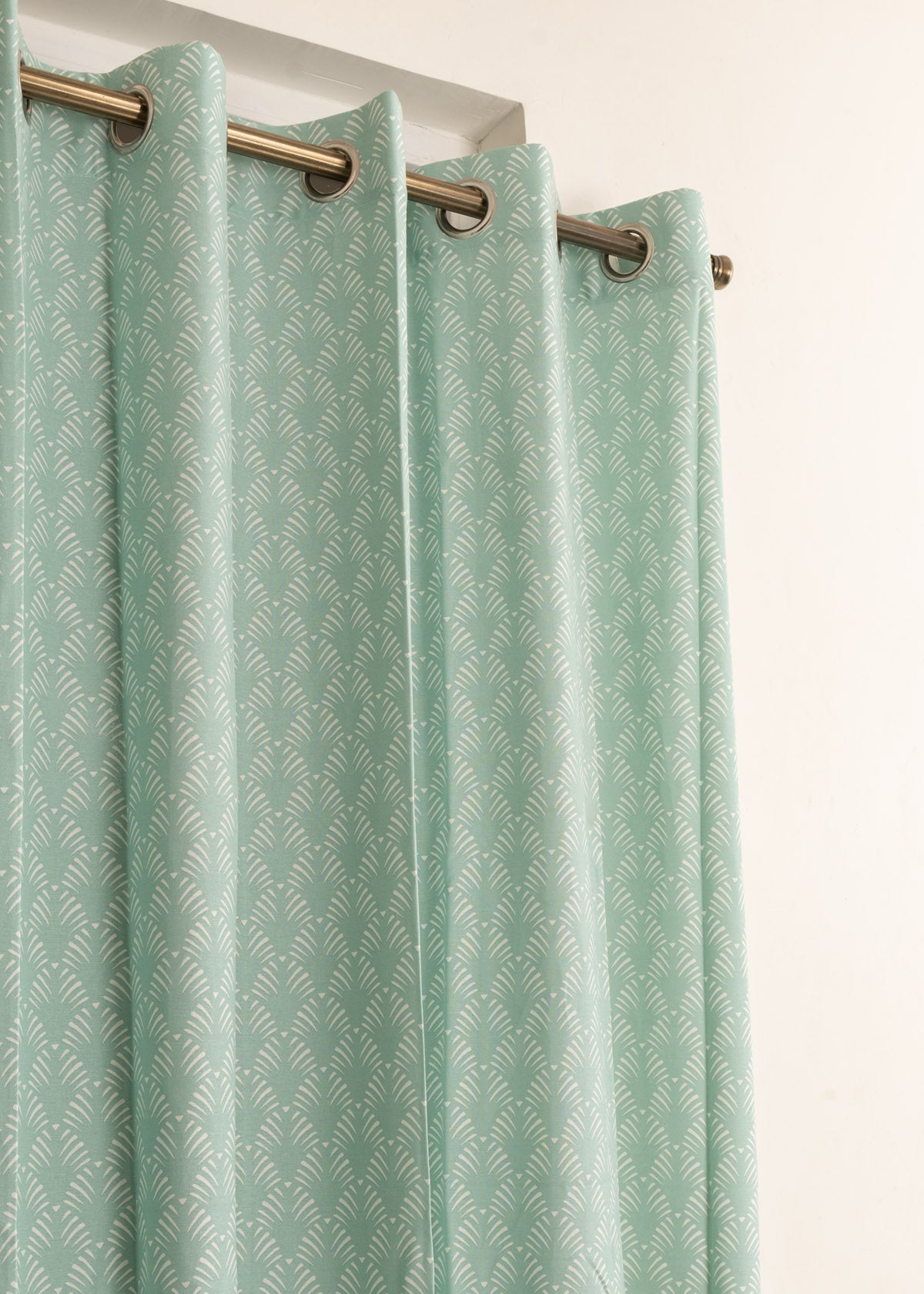 Pergola 100% cotton geometric curtain for living room & Bedroom - Room darkening - Nile Blue - Pack of 1