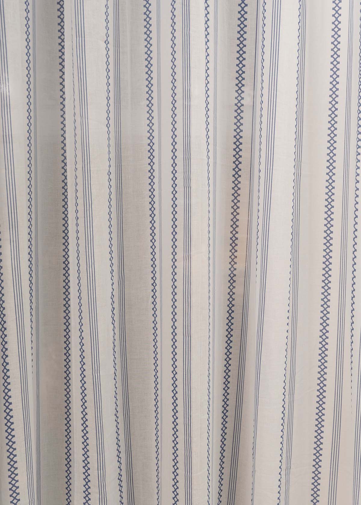 Picket Fence 100% Customizable Cotton Sheer Geometric curtain for Living room & bedroom - Light filtering - Royal Blue