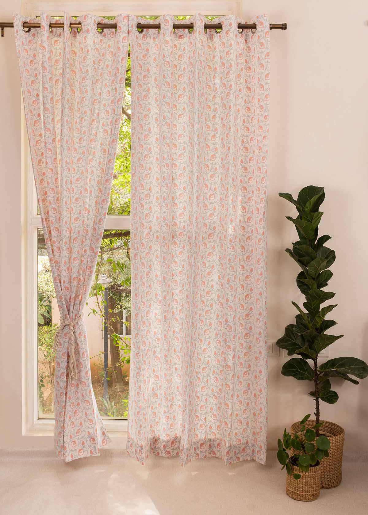Pom Pearls Cotton Curtain  - Single