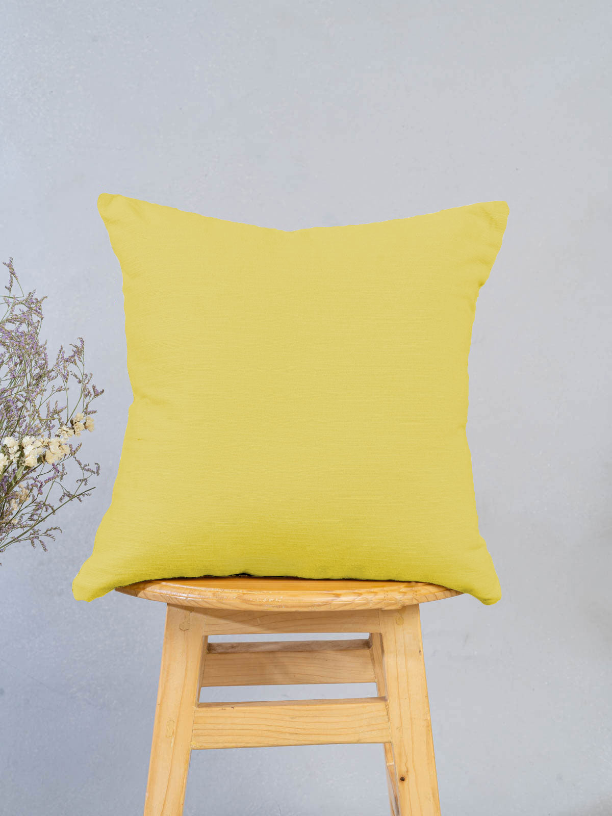 Solid Primrose Yellow 100% cotton plain cushion cover for sofa