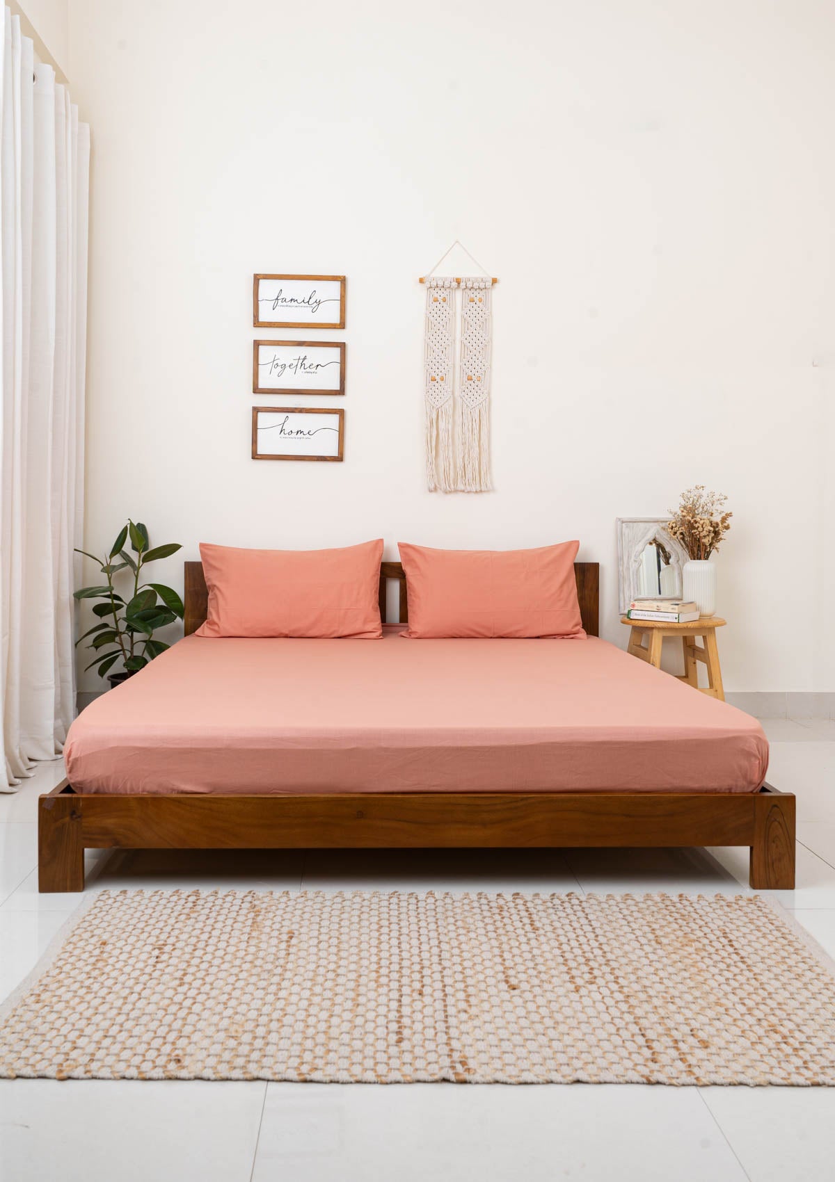 Rose Dawn Solid Fitted sheet - Rust
