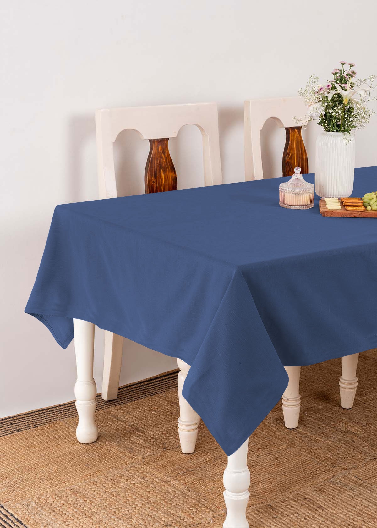 Solid 100% cotton customisable table cloth for dining - Royal Blue