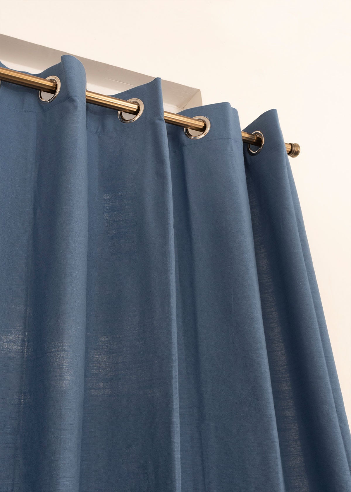 Solid  Royal blue 100% cotton plain curtain for bedroom - Room darkening - Pack of 1