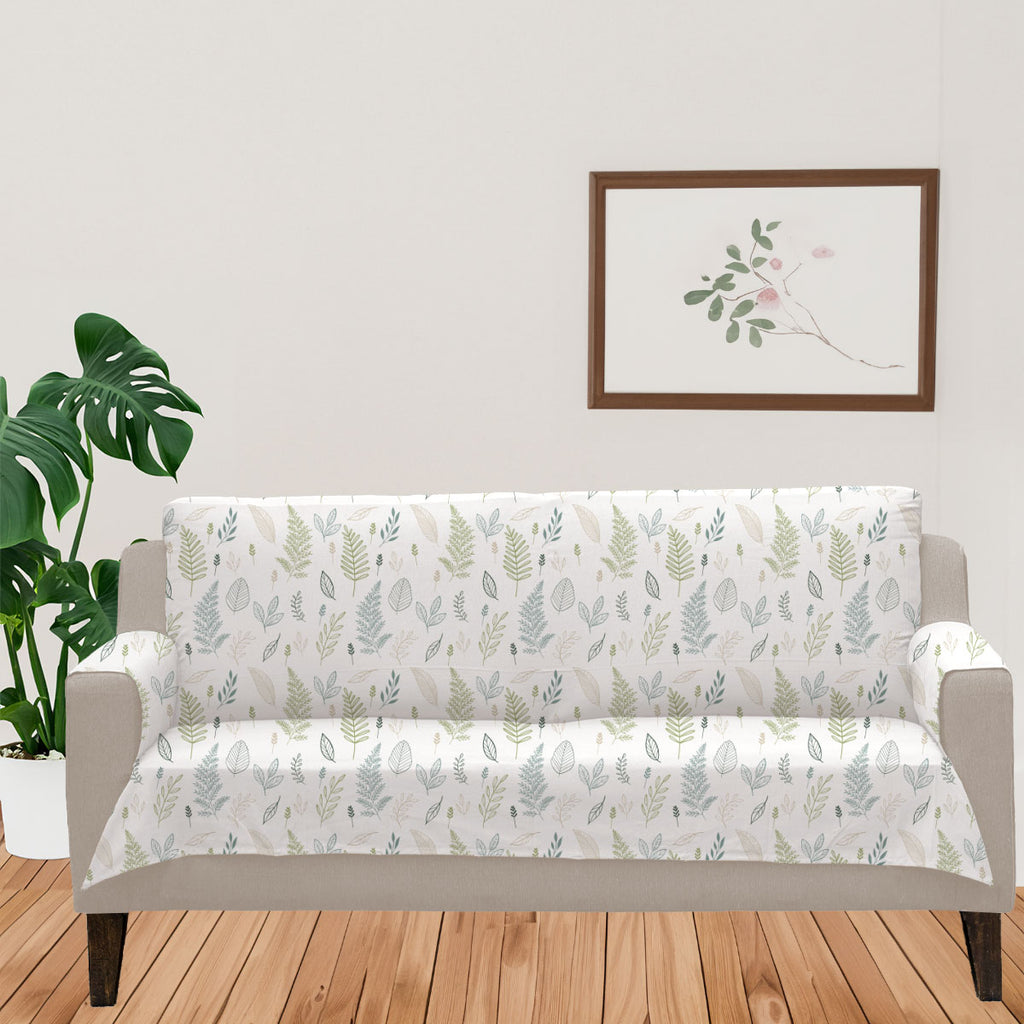 Rustling leaves 100% Cotton floral Sofa cover Green
