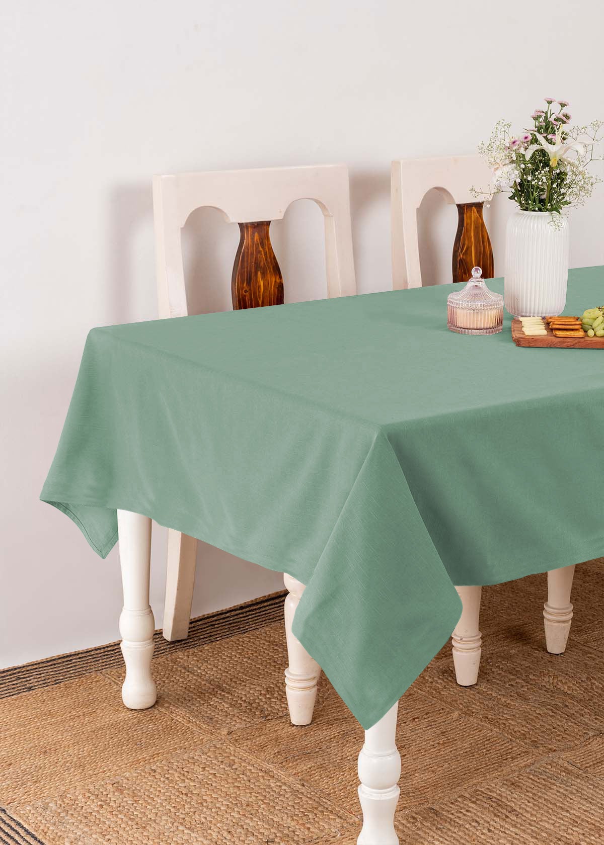 Solid 100% cotton customisable table cloth for dining - Sage Green