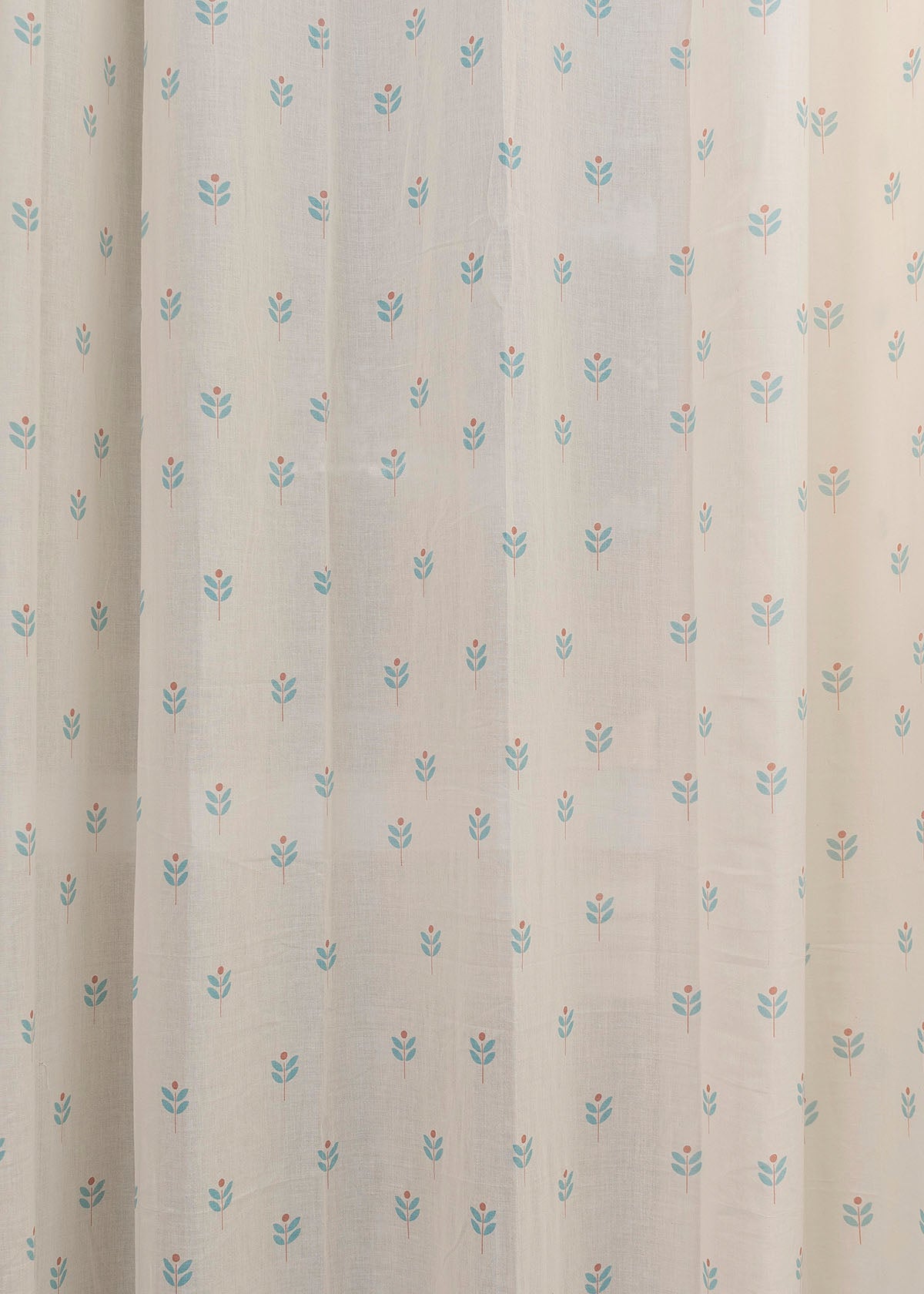 Sapling 100% Customizable Cotton Sheer floral curtain for Living room - Light filtering - Nile Blue