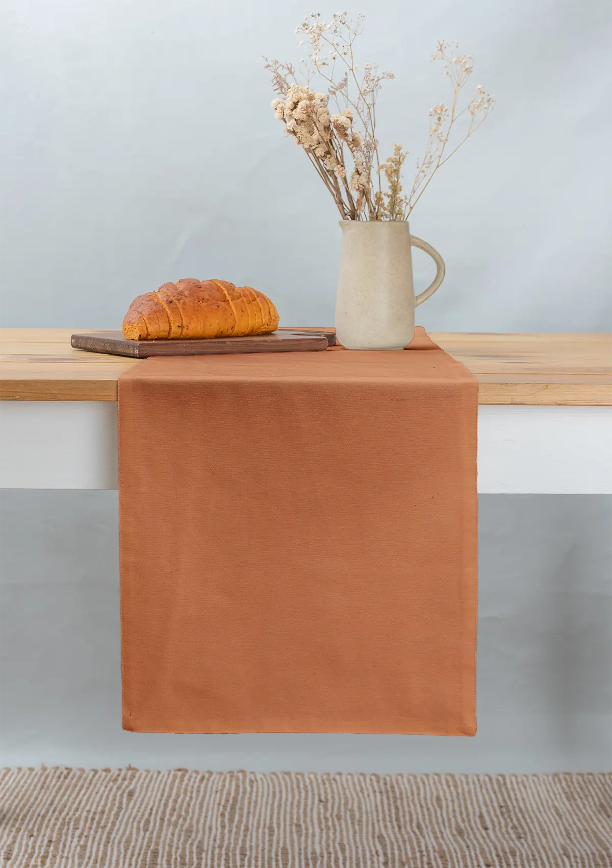 Solid 100% cotton customisable table Runner for dining - Orange