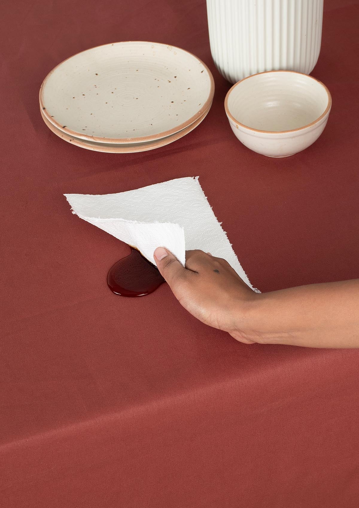 Solid Brick red Spill safe water-resistant coated cotton table cloth