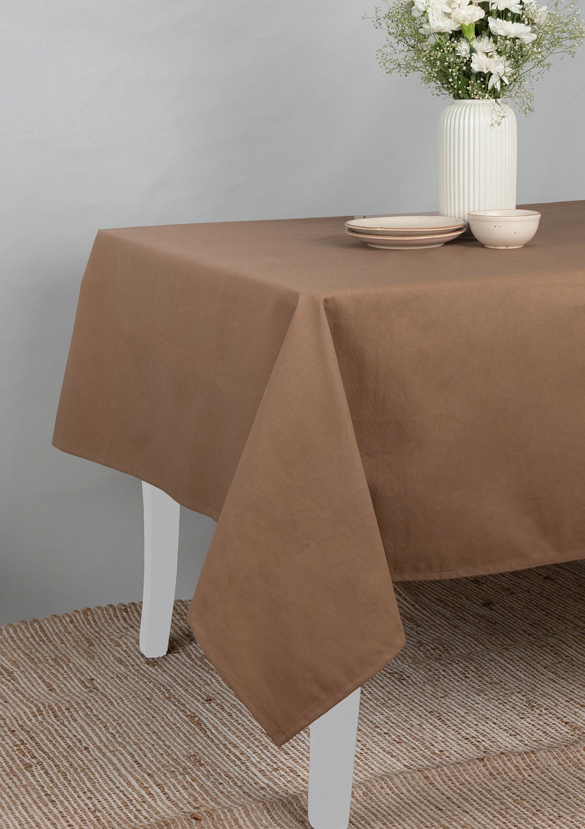 Solid Chocolate Brown Spill safe water-resistant coated cotton table cloth