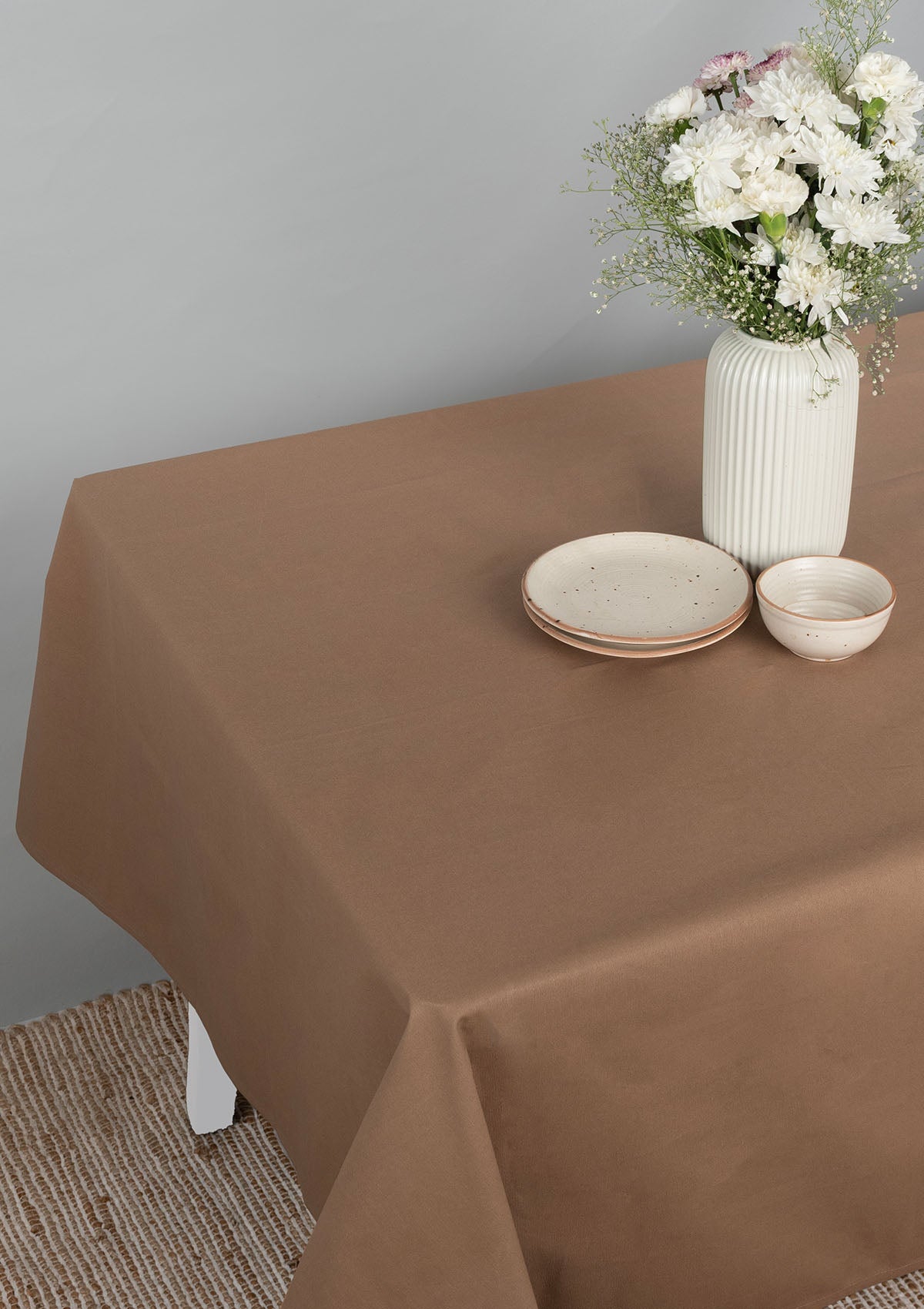 Solid Chocolate Brown Spill safe water-resistant coated cotton table cloth